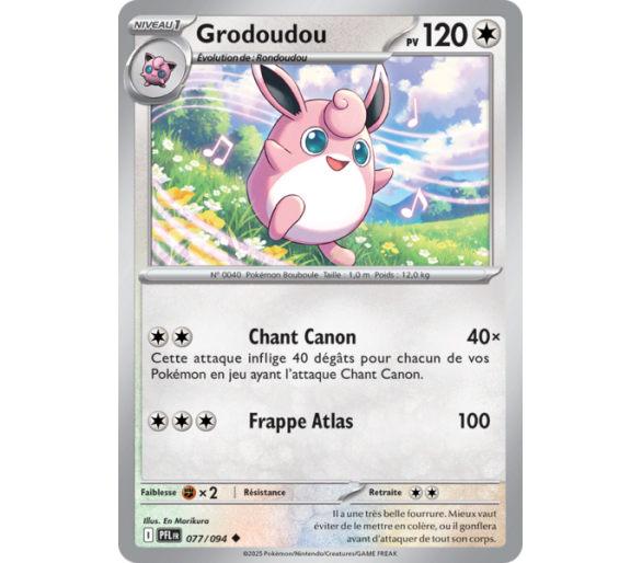 Grodoudou Pv 120 77/094 - Carte Peu Commune Reverse - Méga-Évolution Flammes Fantasmagoriques