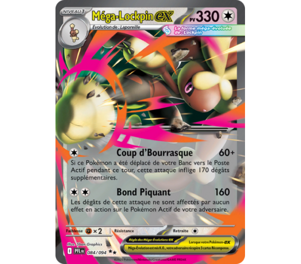 Méga-Lockpin-ex Pv 330 84/094 - Carte Double Rare - Méga-Évolution Flammes Fantasmagoriques