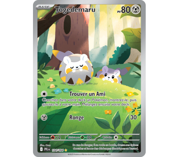 Togedemaru Pv 80 104/094 - Carte Illustration rare Secrète - Méga-Évolution Flammes Fantasmagoriques