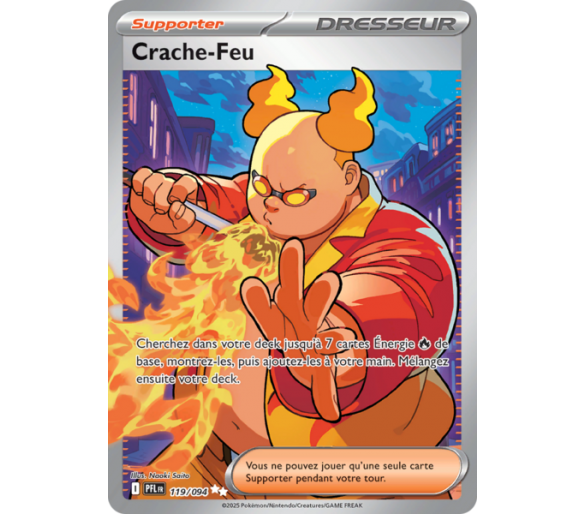 Crache-Feu Full Art 119/094 - Carte Ultra Rare Secrète - Méga-Évolution Flammes Fantasmagoriques