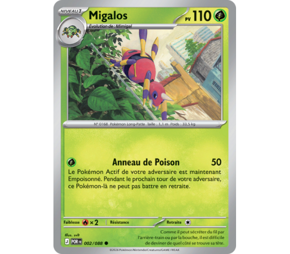 Migalos Pv 110 002/88 - Carte Commune Reverse - Méga-Évolution Équilibre Parfait