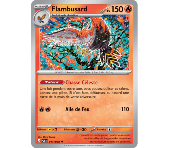 Flambusard Pv 150 014/88 - Carte Peu Commune Reverse - Méga-Évolution Équilibre Parfait