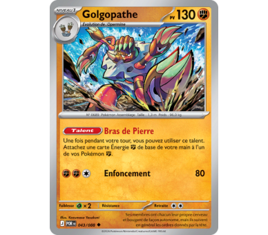 Golgopathe Pv 130 043/88 - Carte Peu Commune Reverse - Méga-Évolution Équilibre Parfait