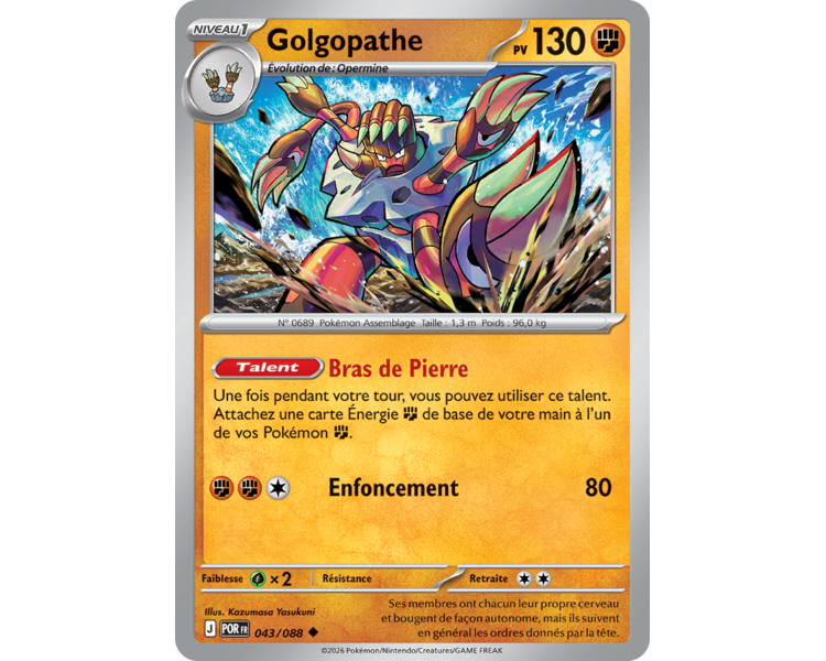 Golgopathe Pv 130 043/88 - Carte Peu Commune Reverse - Méga-Évolution Équilibre Parfait