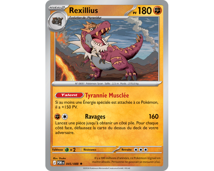 Rexillius Pv 180 045/88 - Carte Rare Holographique - Méga-Évolution Équilibre Parfait