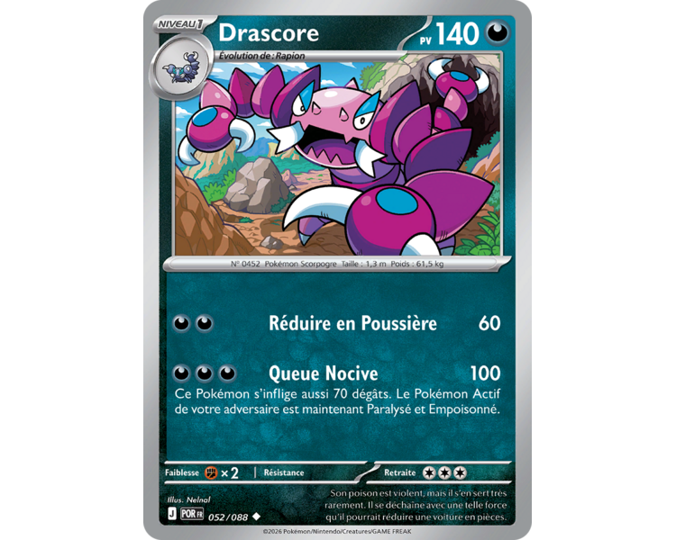 Drascore Pv 140 052/88 - Carte Peu Commune Reverse - Méga-Évolution Équilibre Parfait