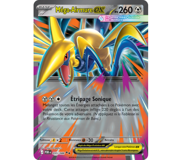 Méga-Airmure-ex Pv 260 055/88 - Carte Double Rare - Méga-Évolution Équilibre Parfait