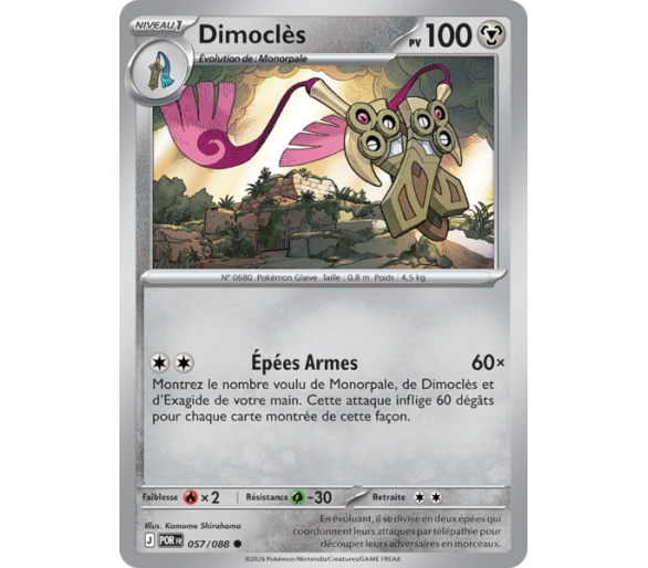 Dimoclès Pv 100 057/88 - Carte Commune Reverse - Méga-Évolution Équilibre Parfait