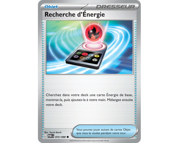 Objet Recherche d'Énergie 72/88 - Carte Commune Reverse - Méga-Évolution Équilibre Parfait