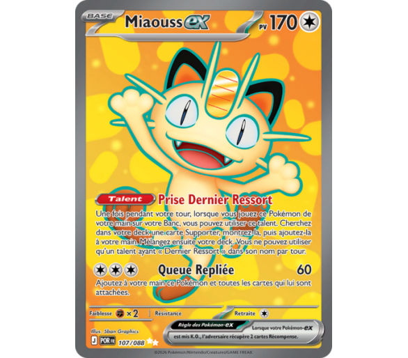 Miaouss-ex Pv 170 107/88 - Carte Ultra Rare Secrète - Méga-Évolution Équilibre Parfait
