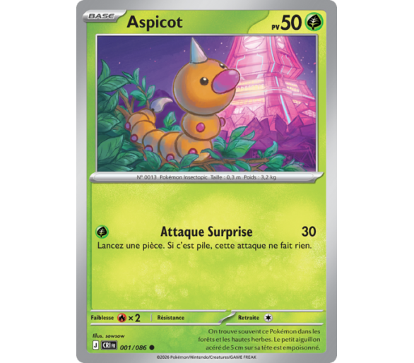 Aspicot Pv 50 001/86 - Carte Commune Reverse - Méga-Évolution Chaos Ascendant