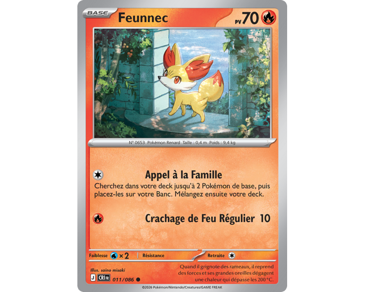 Feunnec Pv 70 011/86 - Carte Commune Reverse - Méga-Évolution Chaos Ascendant
