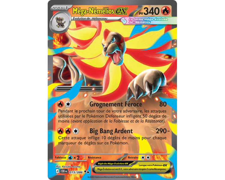 Méga-Némélios-ex Pv 340 015/086 - Carte Double Rare - Méga-Évolution Chaos Ascendant