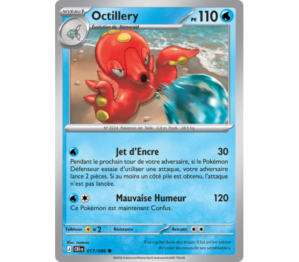 Octillery Pv 110 017/86 - Carte Commune Reverse - Méga-Évolution Chaos Ascendant