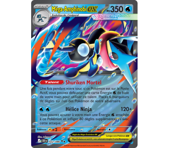 Méga-Amphinobi-ex Pv 350 022/086 - Carte Double Rare - Méga-Évolution Chaos Ascendant