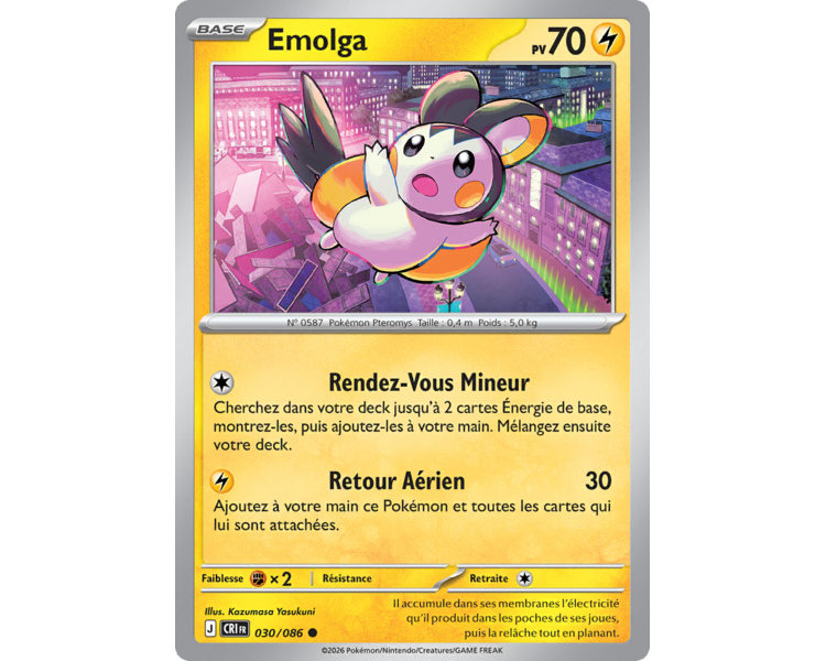Emolga Pv 70 030/86 - Carte Commune Reverse - Méga-Évolution Chaos Ascendant