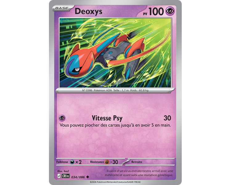 Deoxys Pv 100 034/86 - Carte Peu Commune Reverse - Méga-Évolution Chaos Ascendant