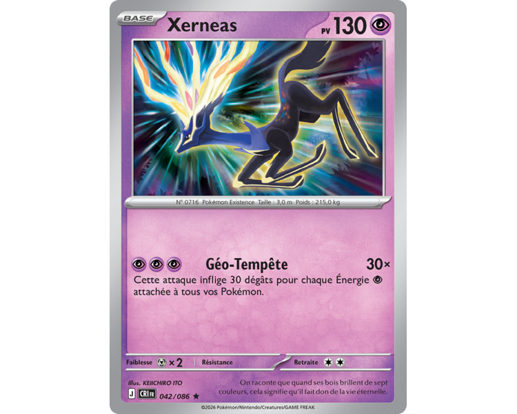Xerneas Pv 130 042/86 - Carte Rare Holographique - Méga-Évolution Chaos Ascendant
