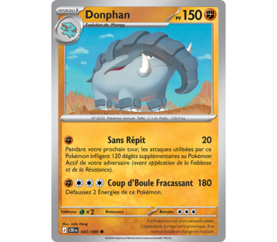 Donphan Pv 150 045/86 - Carte Commune Reverse - Méga-Évolution Chaos Ascendant