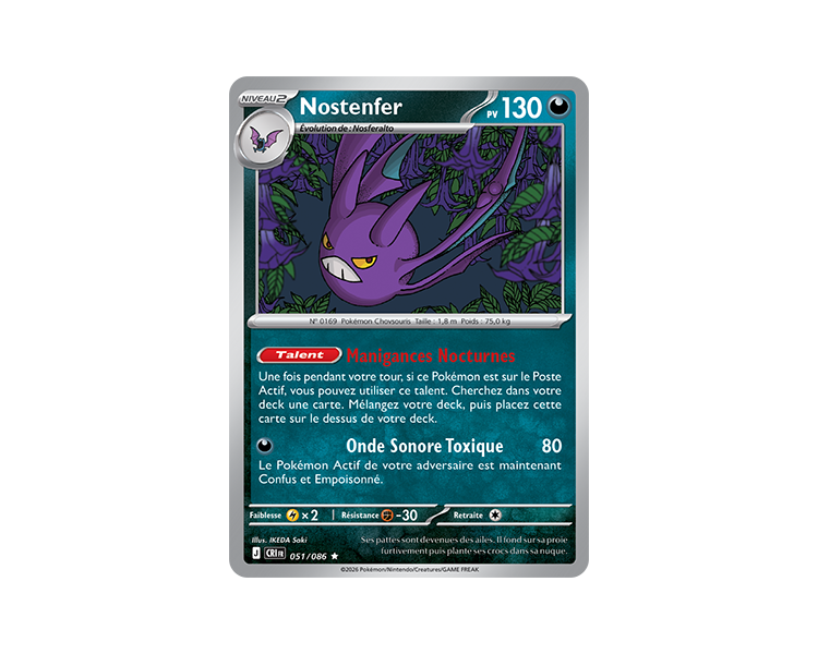 Nostenfer Pv 130 051/86 - Carte Rare Holographique - Méga-Évolution Chaos Ascendant