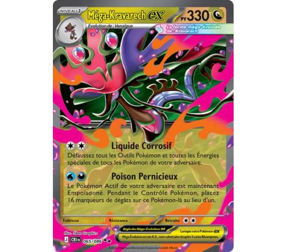 Méga-Kravarech-ex Pv 330 065/086 - Carte Double Rare - Méga-Évolution Chaos Ascendant