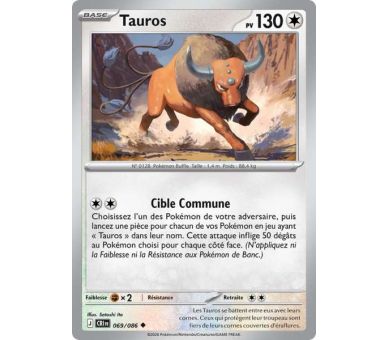 Tauros Pv 130 069/86 - Carte Peu Commune Reverse - Méga-Évolution Chaos Ascendant