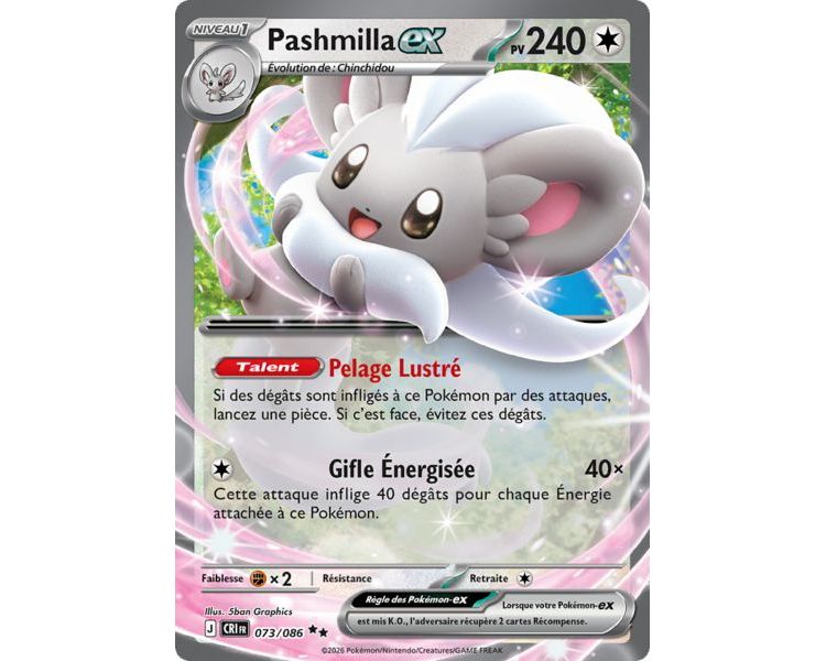 Pashmilla-ex Pv 240 073/086 - Carte Double Rare - Méga-Évolution Chaos Ascendant