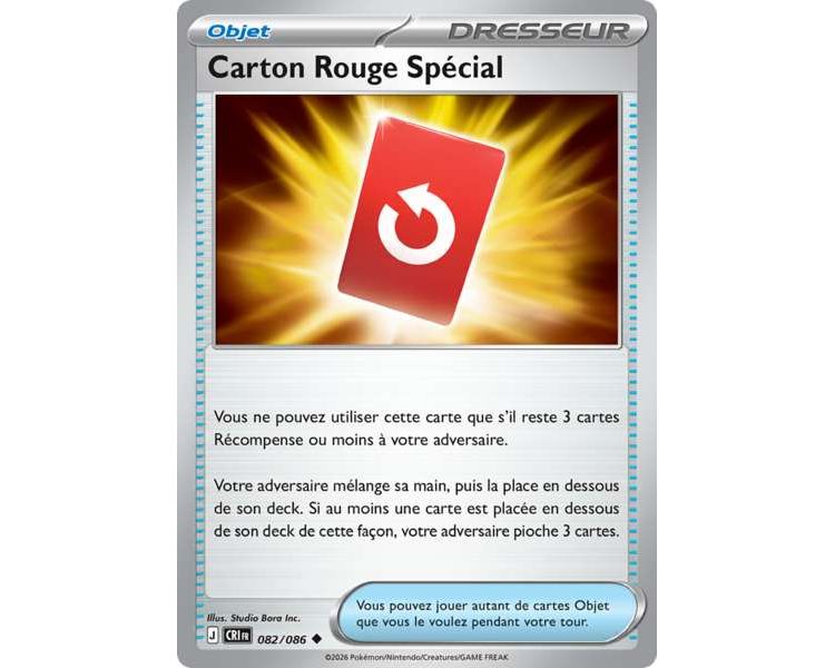 Objet Carton Rouge Spécial 82/86 - Carte Peu Commune Reverse - Méga-Évolution Chaos Ascendant