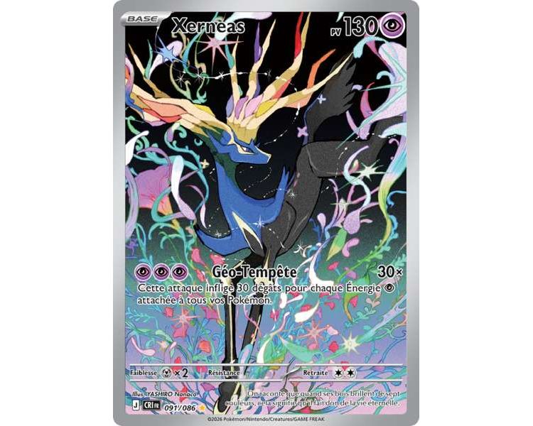 Xerneas Pv 130 091/86 - Carte Secrète Illustration Rare - Méga-Évolution Chaos Ascendant