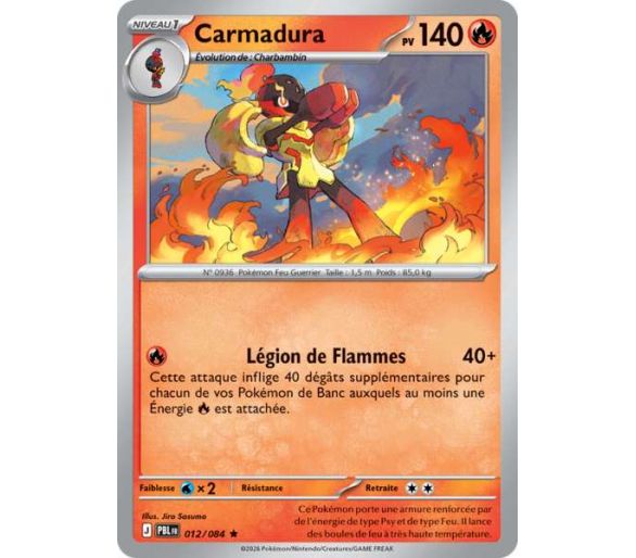 Carmadura Pv 140 012/084 - Carte Rare Reverse - Méga-Évolution Nuit Noire