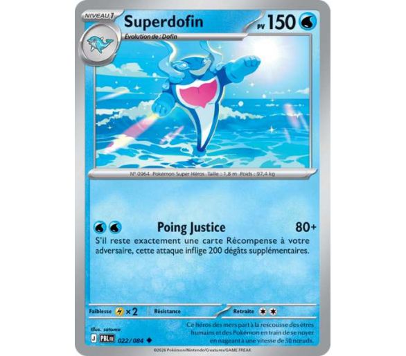 Superdofin Pv 150 022/084 - Carte Peu Commune Reverse - Méga-Évolution Nuit Noire