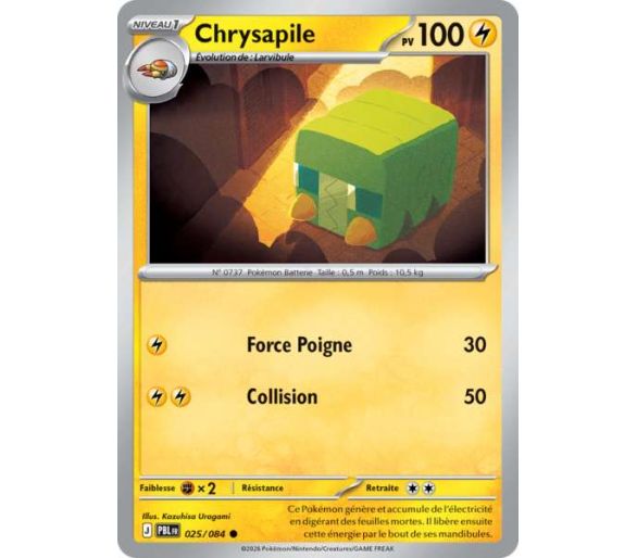 Chrysapile Pv 100 025/084 - Carte Commune Reverse - Méga-Évolution Nuit Noire