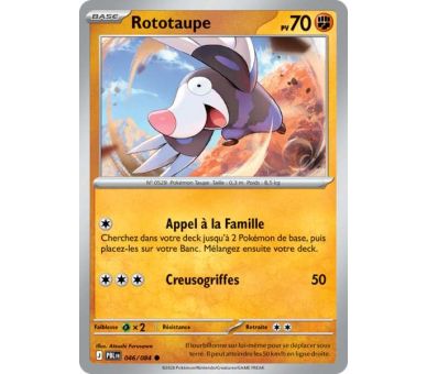 Rototaupe Pv 70 046/084 - Carte Commune Reverse - Méga-Évolution Nuit Noire