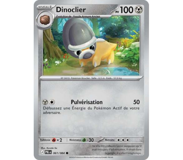 Dinoclier Pv 100 061/084 - Carte Commune Reverse - Méga-Évolution Nuit Noire