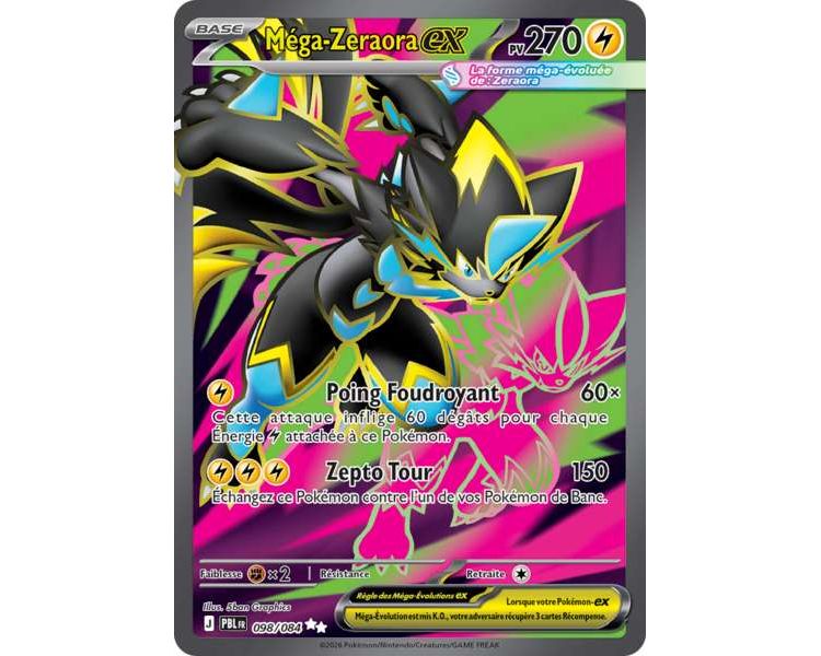 Méga-Zeraora-ex Pv 270 098/084 - Carte Ultra Rare - Méga-Évolution Nuit Noire