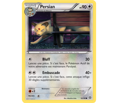 Carte Pokemon reverse Persian pv 90 - 62/98