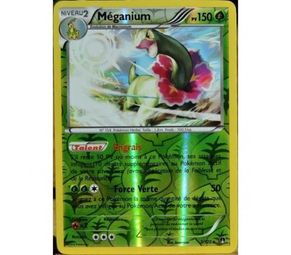 Méganium Pv 150 Carte Reverse Rare - 3/122 - XY9