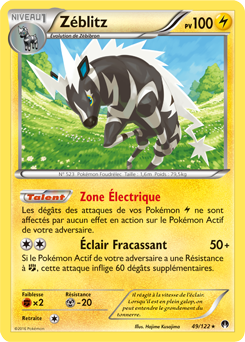 49/122 Carte Pokemon Neuve Française Zéblitz XY9:Rupture Turbo