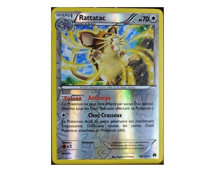 Rattatac Carte Reverse Rare Pv 70 - 88/122 - XY9