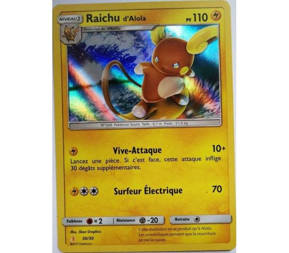 Raichu d'Alola Pv 110 Carte Pokémon Holo