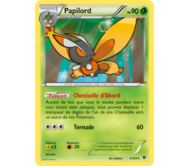 Papilord Carte  Rare Pv 90 - 4/124 - XY10