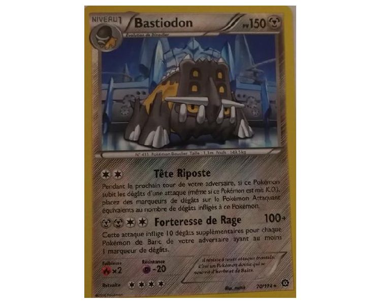 Bastiodon Carte Reverse Rare 150 Pv - 70/114 - XY11