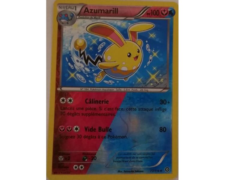 Azumarill Carte Double Energie Reverse Peu Commune 100 Pv - 77/114 - XY11