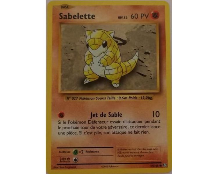 Sabelette Carte Commune 60 Pv - XY12 - 54/108