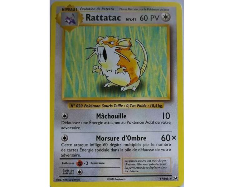 Rattatac Carte Rare 60 Pv - XY12 - 67/108
