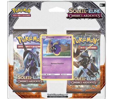 Pack Pokémon 2 boosters SL3 Ombres Ardentes  et Cosmog Holo pv60 SM42