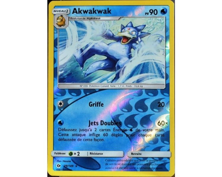 Akwakwak Carte Reverse Rare 90 Pv - Soleil Et Lune - 29/149