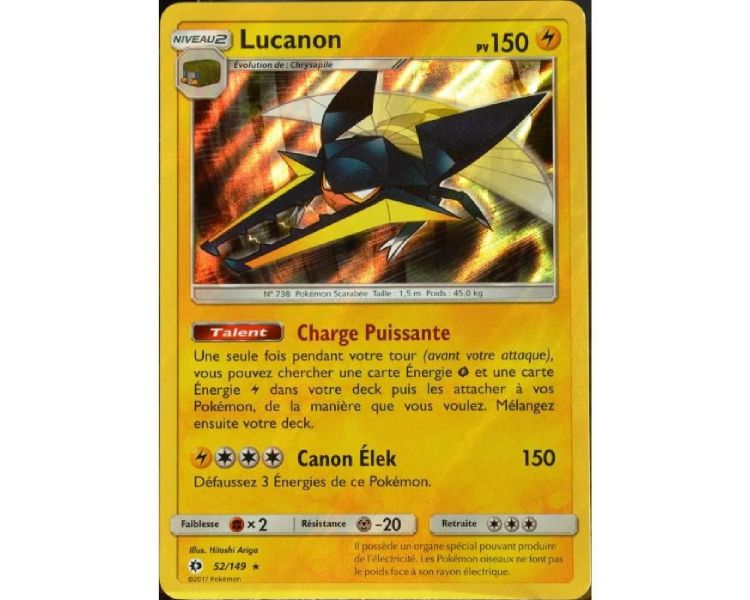 Lucanon Carte Holo Rare 150 Pv - Soleil Et Lune - 52/149