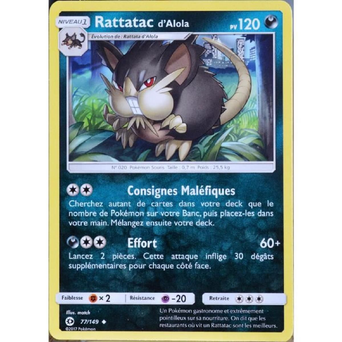 Rattatac d/'Alola Reverse-SL1:Soleil et Lune-77//149-Carte Pokemon Neuve Française