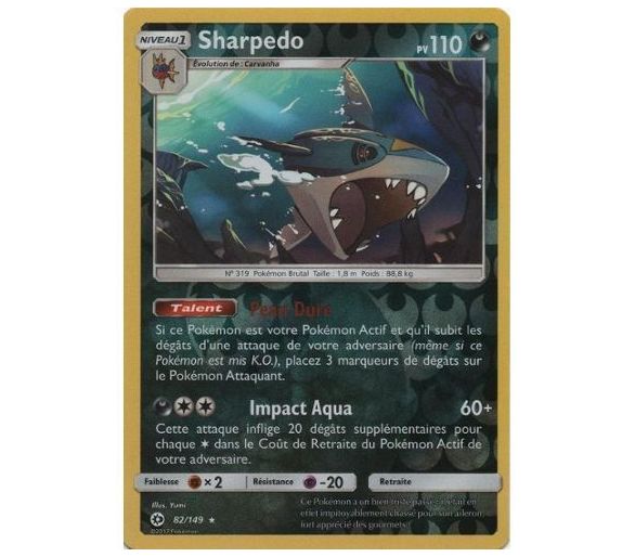 Sharpedo Carte Reverse Rare 110 Pv - Soleil Et Lune - 82/149